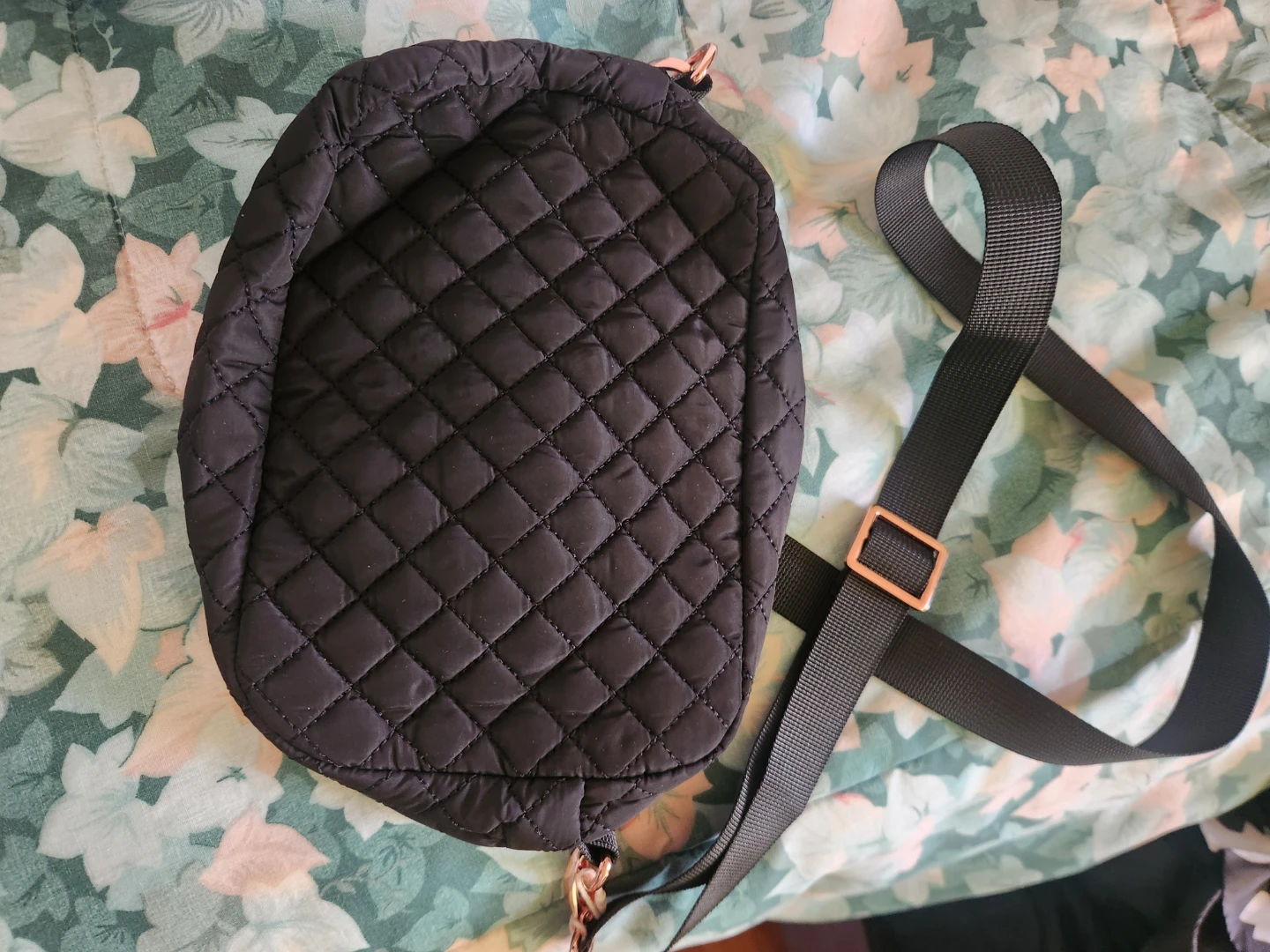 Black Quilted Nylon Backpack
