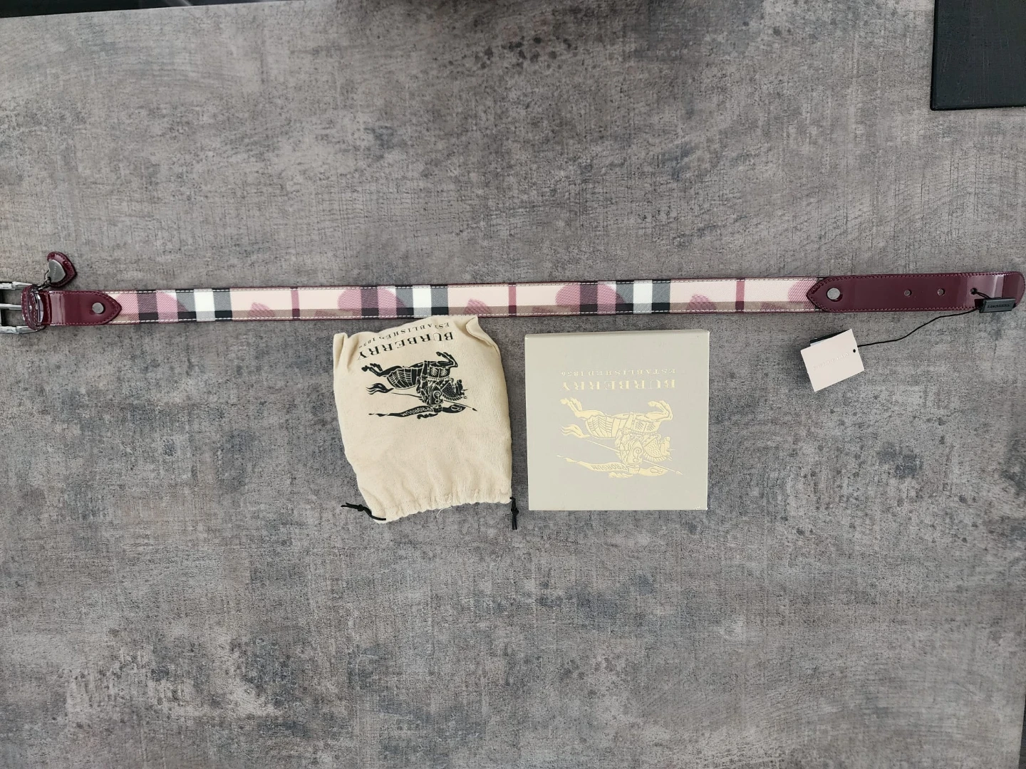 Burberry Nova Check Belt - Cherry Red Patent - photo 4