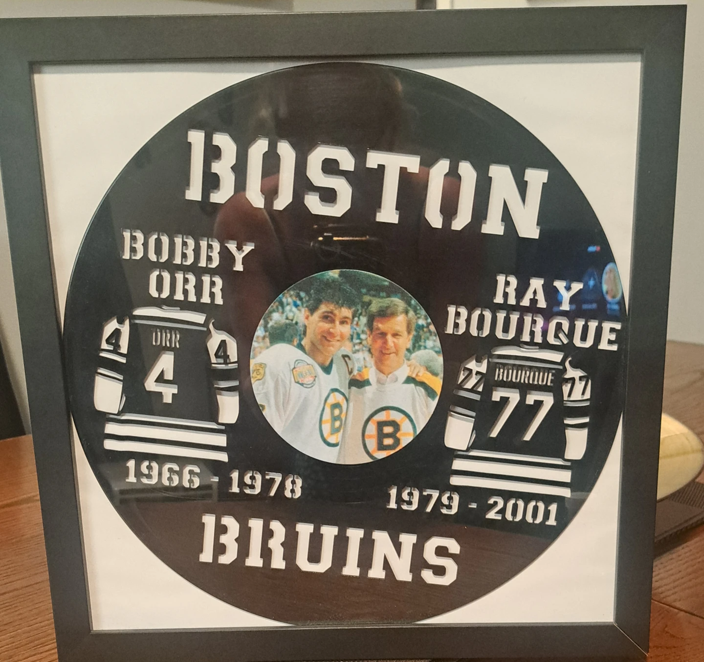 Boston Bruins Framed Vinyl Record Art Bobby Orr Ray Bourque