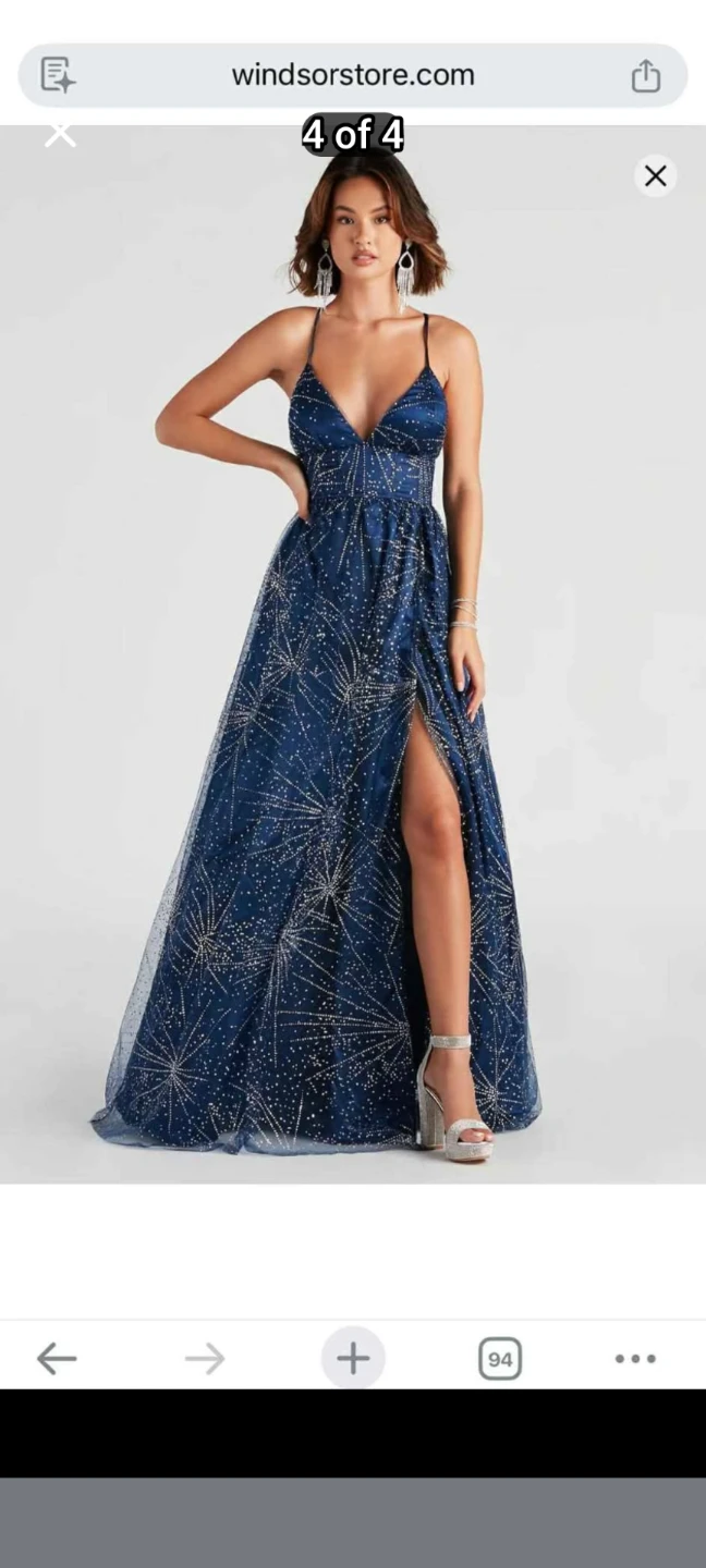 Windsor Navy Blue Sparkly Maxi Dress - Size M - photo 3