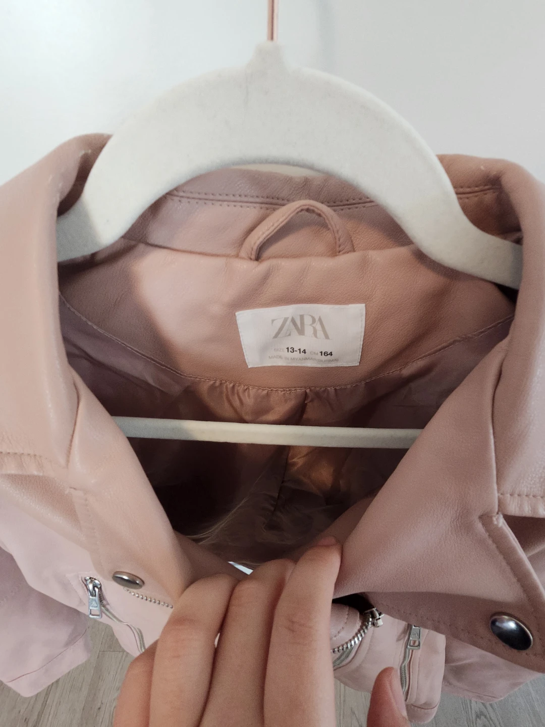 Zara Pink Faux Leather Moto Jacket - photo 5