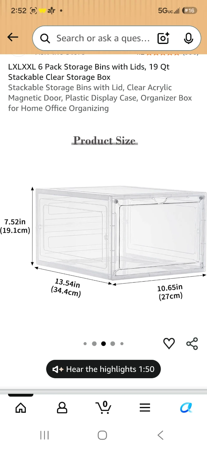 LXLXXL 6 Pack Clear Storage Bins with Lids, 19 Qt Stackable - photo 3