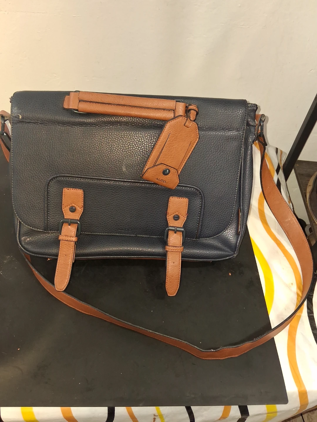 ALDO Blue Faux Leather Satchel Bag