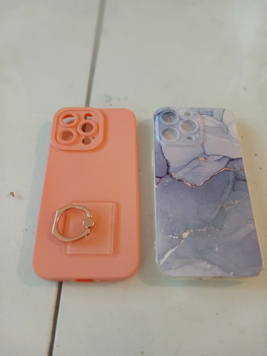 2 Phone Cases (Pink w/ Ring, Marble Design)
