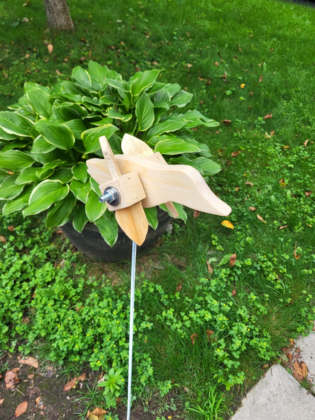 Wooden Bird Pinwheel Garden Stake