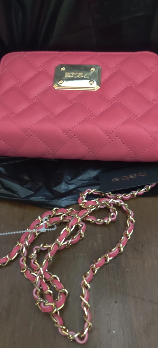 Bebe Pink Quilted Crossbody Bag with Gold Chain - photo 5