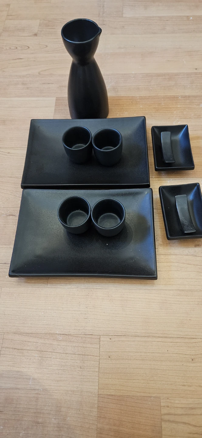 Black Sake Set with Carafe and Cups