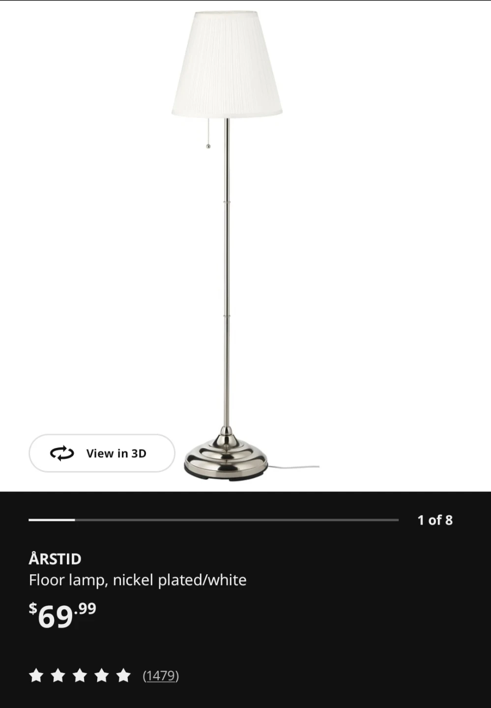IKEA ÅRSTID Floor Lamp - Nickel Plated/White - photo 2