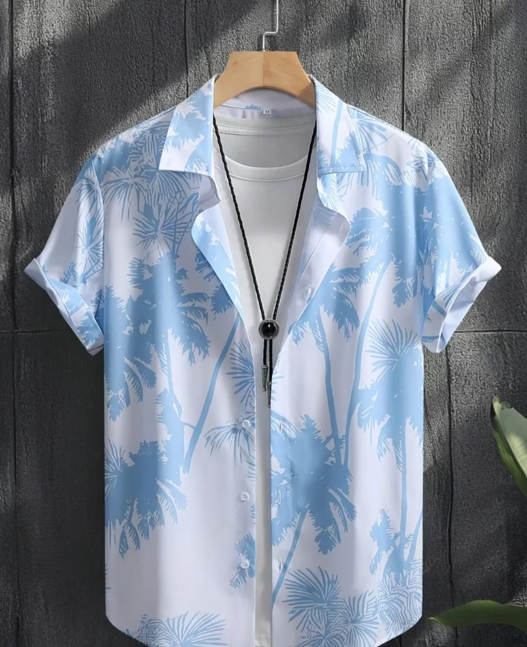 Men's Short Sleeve Palm Tree Print Shirt