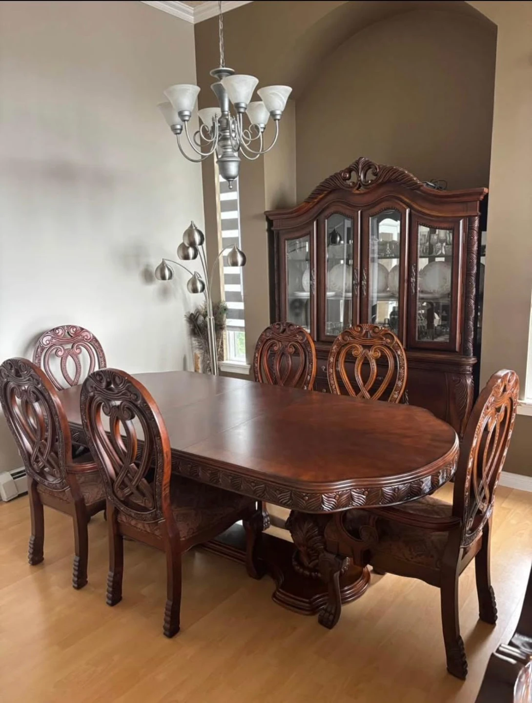 Ornate Wood Dining Set with Hutch - photo 2