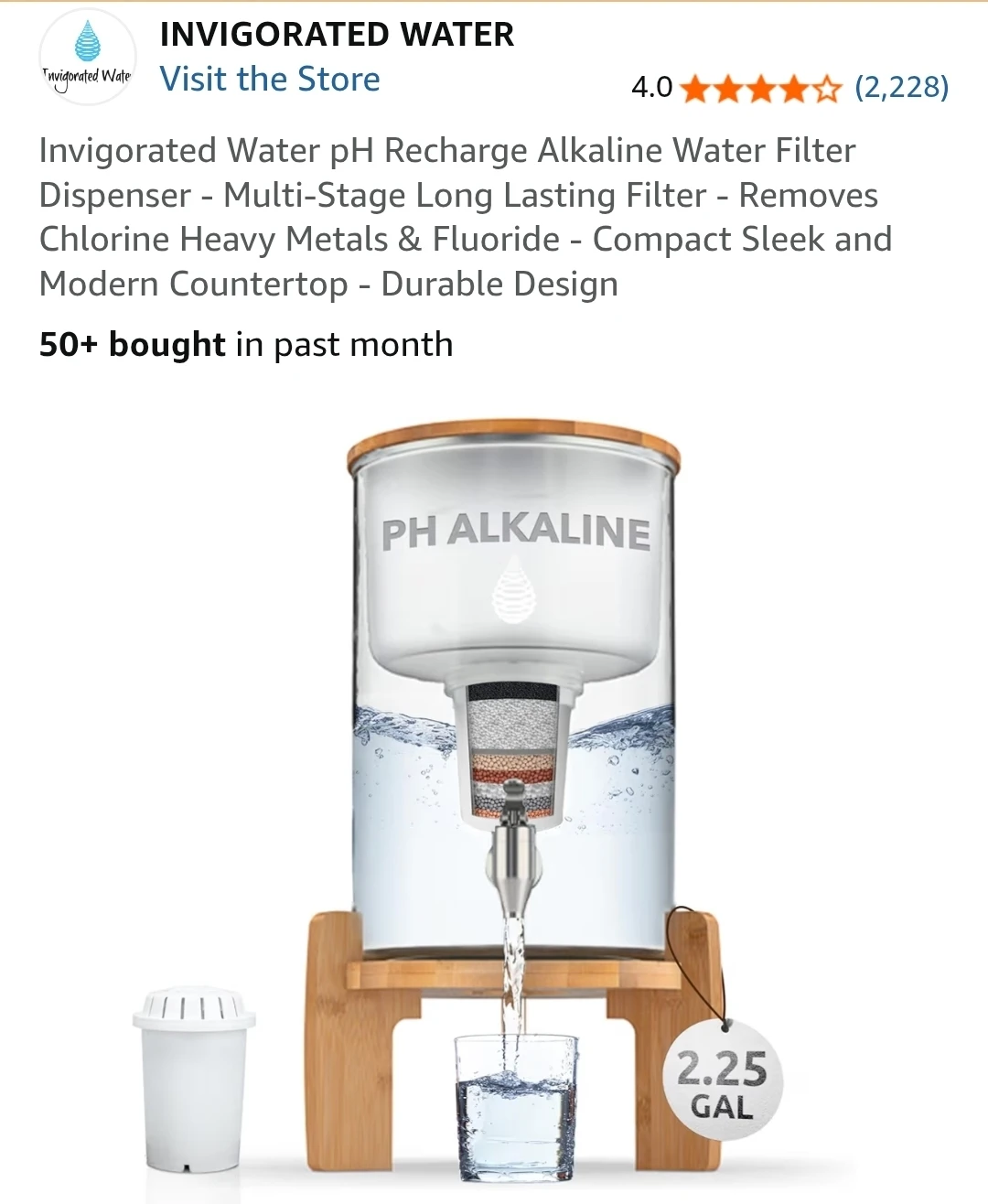 Invigorated Water pH Recharge Alkaline Water Filter Dispenser