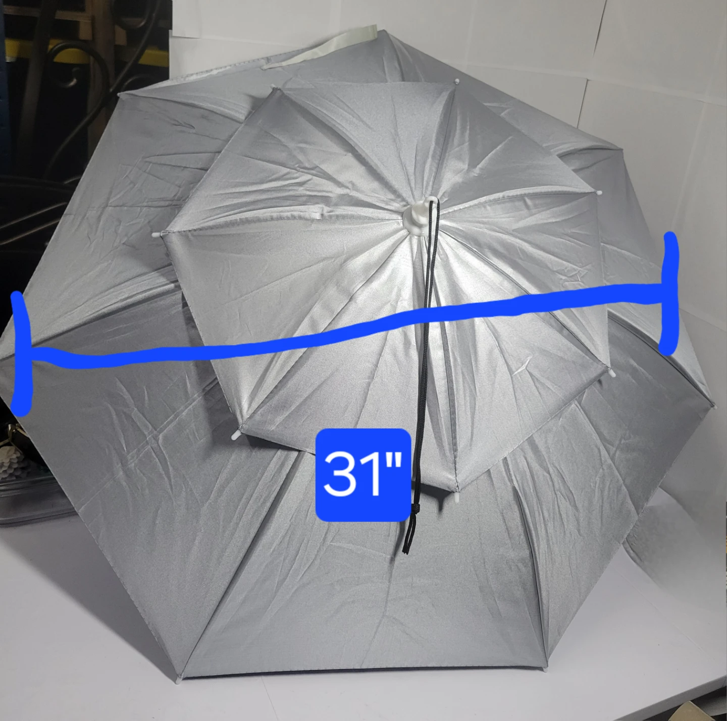 NEW Silver Double Layer Hands-Free Umbrella Hat - photo 2