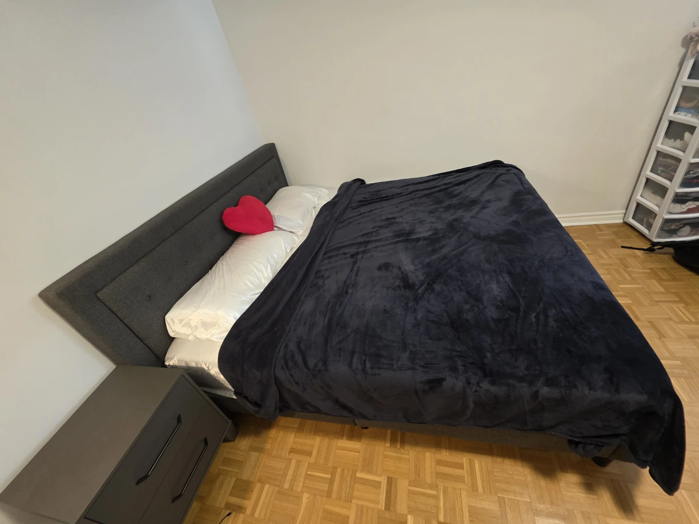 Grey Upholstered king Bed Frame with Headboard