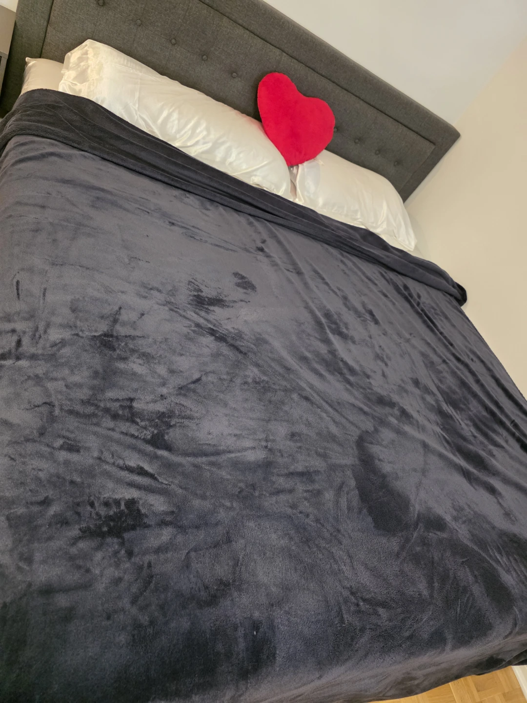 Grey Upholstered king Bed Frame with Headboard - photo 3
