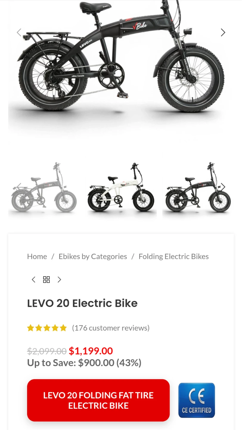 V-Bike LEVO 20 Folding Fat Tire Electric Bike - photo 2