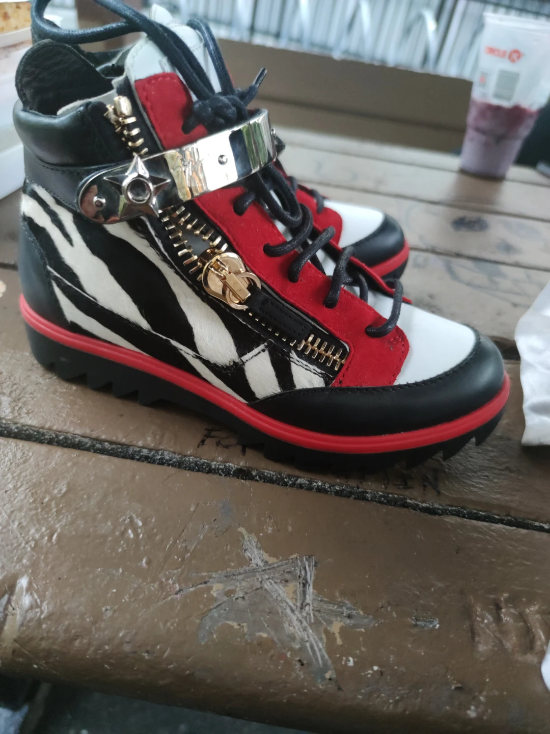 Giuseppe Zanotti - Red, Black, White High-Tops Pony Fur - photo 5