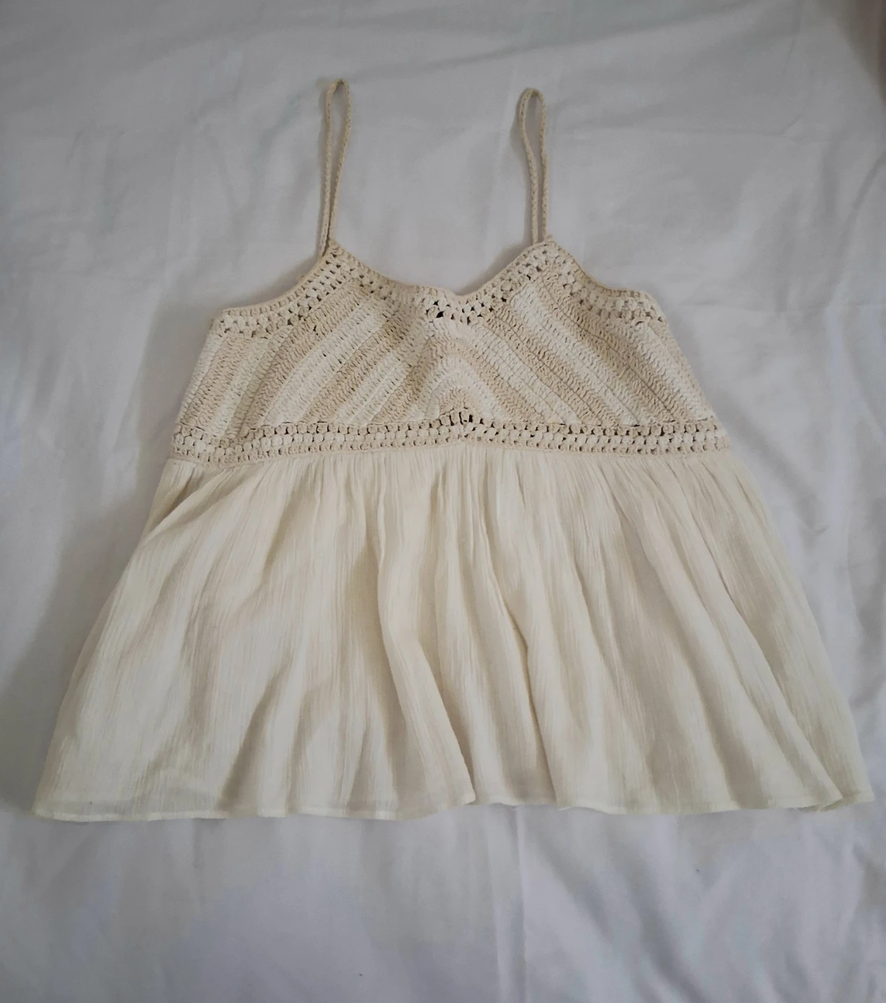 Zara Cream Crochet Detail Tank Top