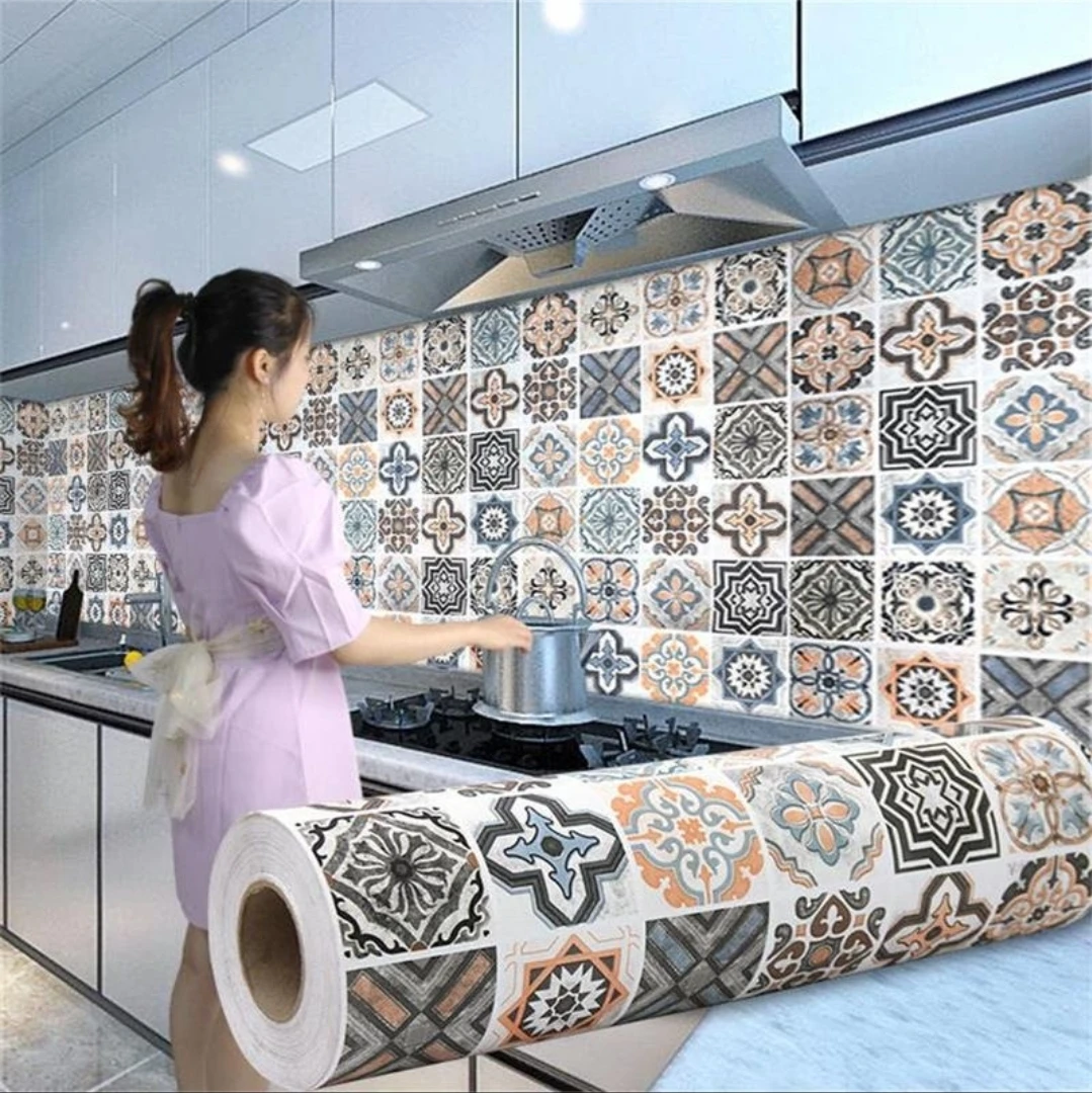 Peel and Stick Tile Wallpaper Roll. Oil and water proof