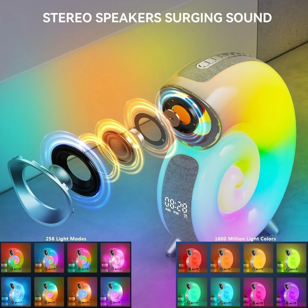 Multi-Color LED Speaker with Alarm Clock - photo 3