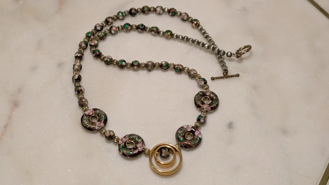 Vintage Cloisonné Floral Beaded Necklace - photo 2
