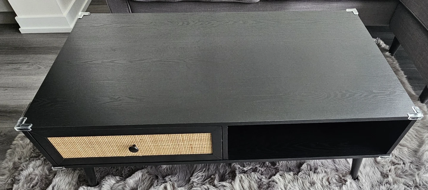 Coffee Table with Rattan Drawer