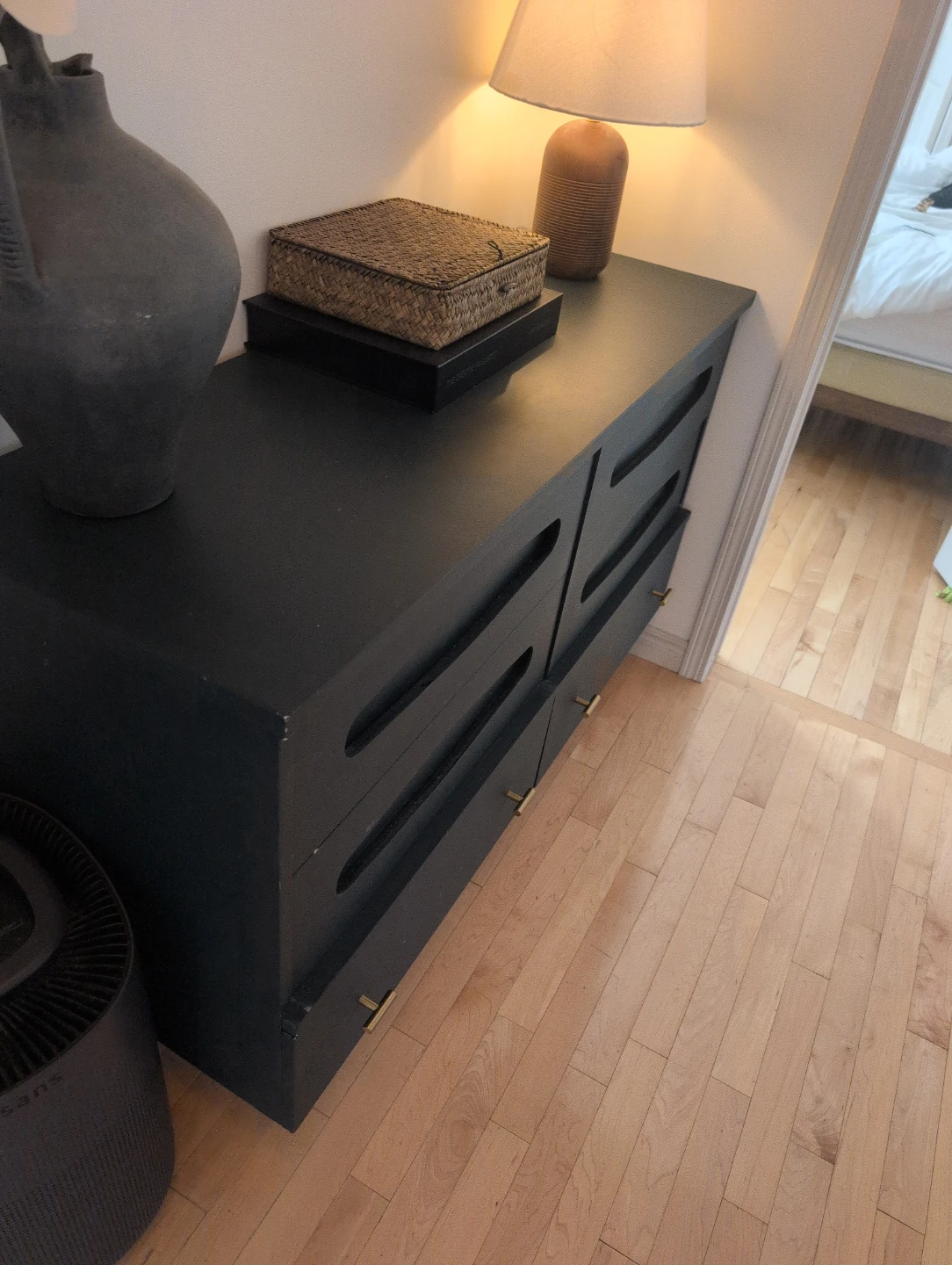 Navy Blue Solid Wood MCM Buffet Refinished with 6 Drawers - photo 2