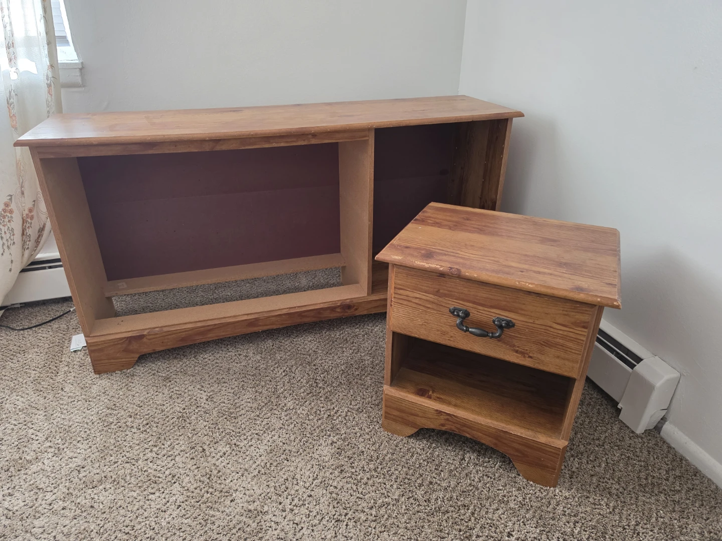 Wooden Nightstand and Media Console Set - photo 2
