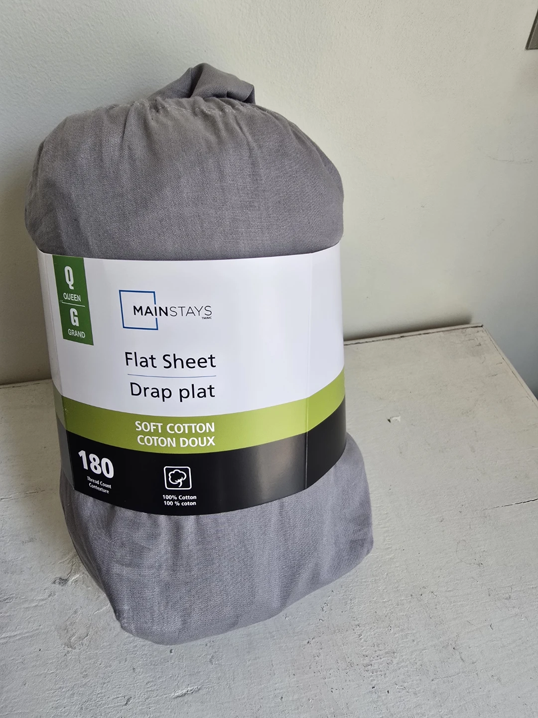Mainstays Queen Flat Sheet - Grey - photo 2