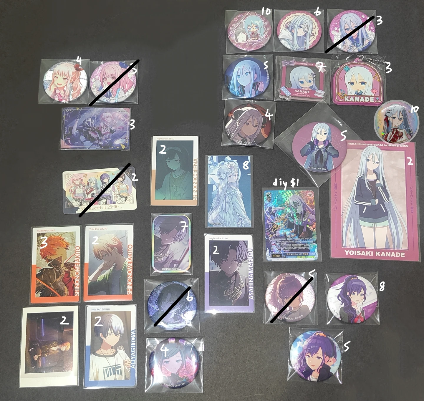 Project SEKAI Colorful Stage! Acrylic & Button Lot