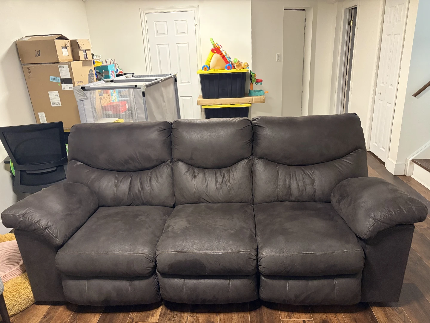 Brown Faux Leather Reclining Sofa