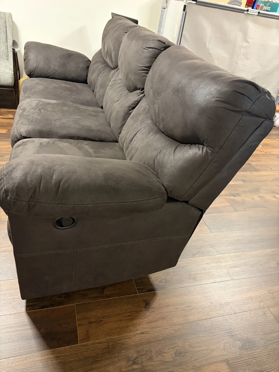 Brown Faux Leather Reclining Sofa - photo 2