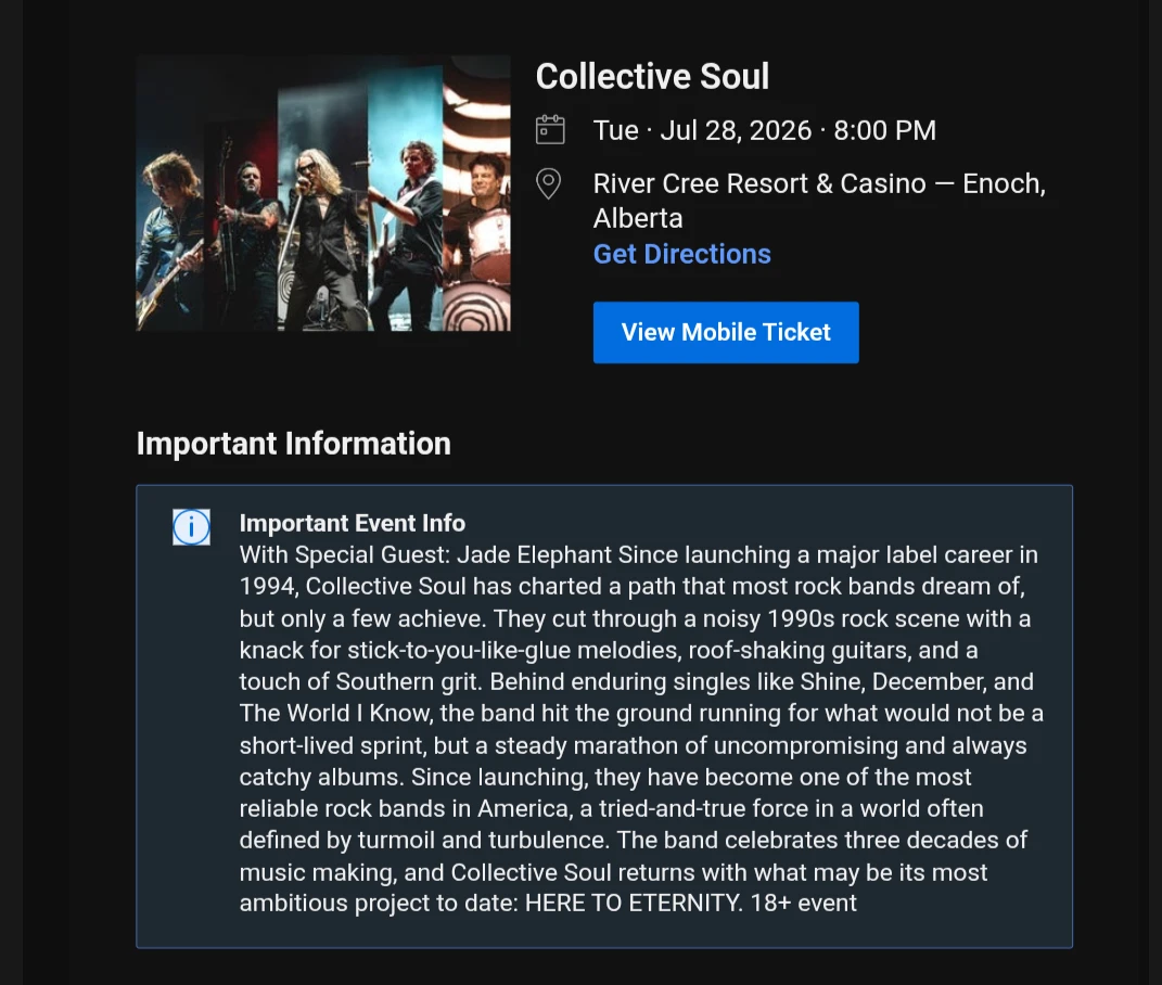 Collective Soul Concert Ticket - July 28, 2026