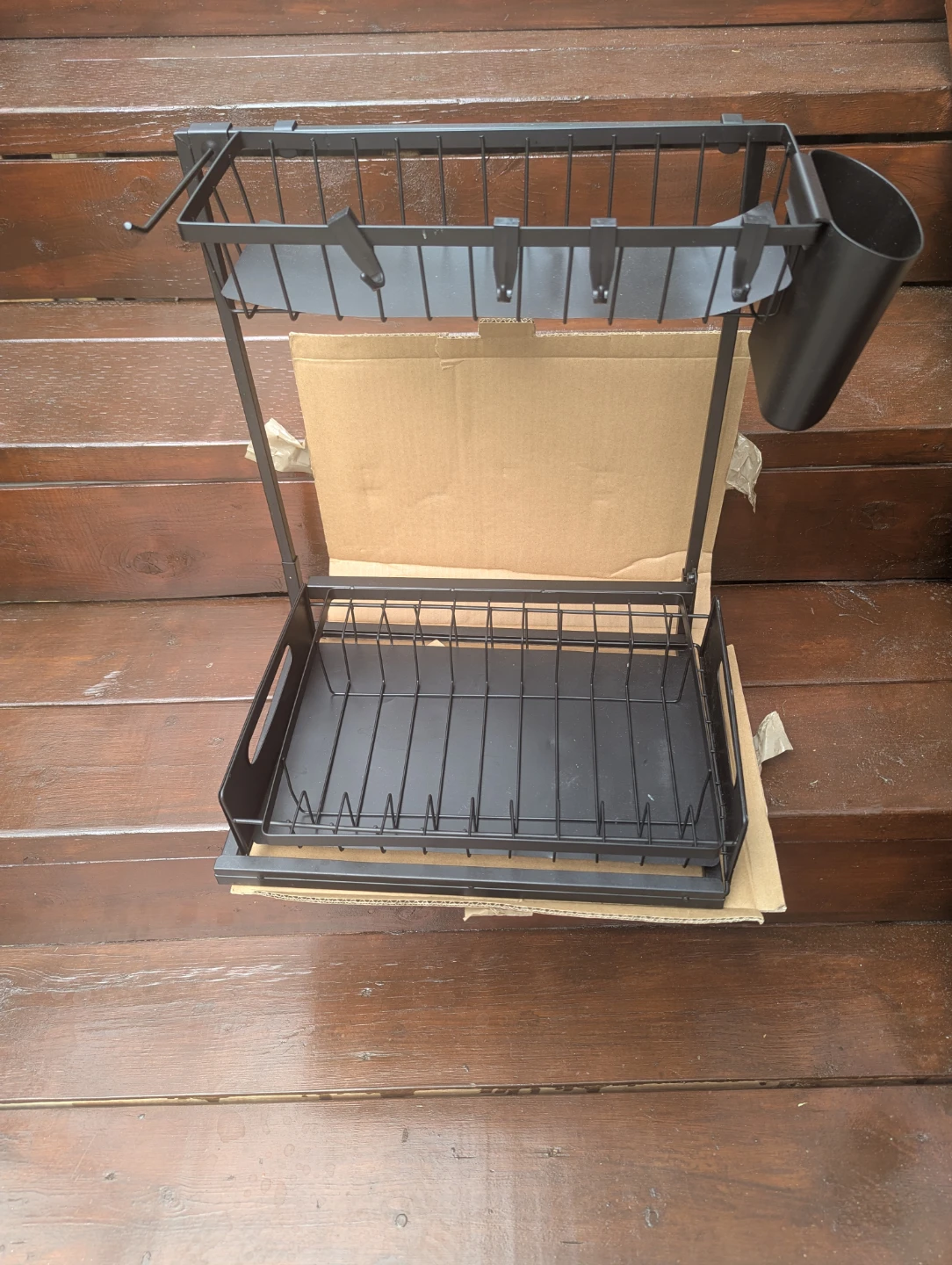 Black Metal Dish Drying Rack with Utensil Holder