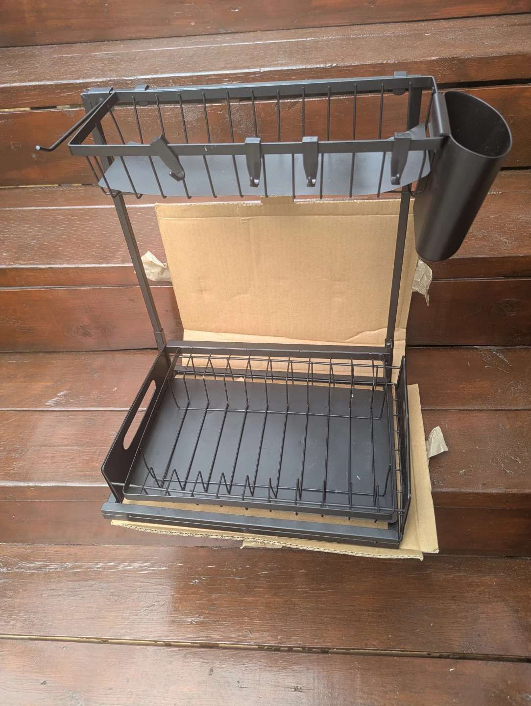 Black Metal Dish Drying Rack with Utensil Holder - photo 3