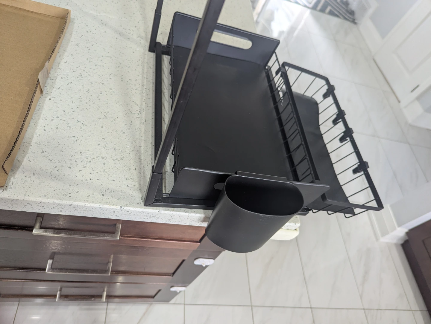 Black Metal Dish Drying Rack with Utensil Holder - photo 5