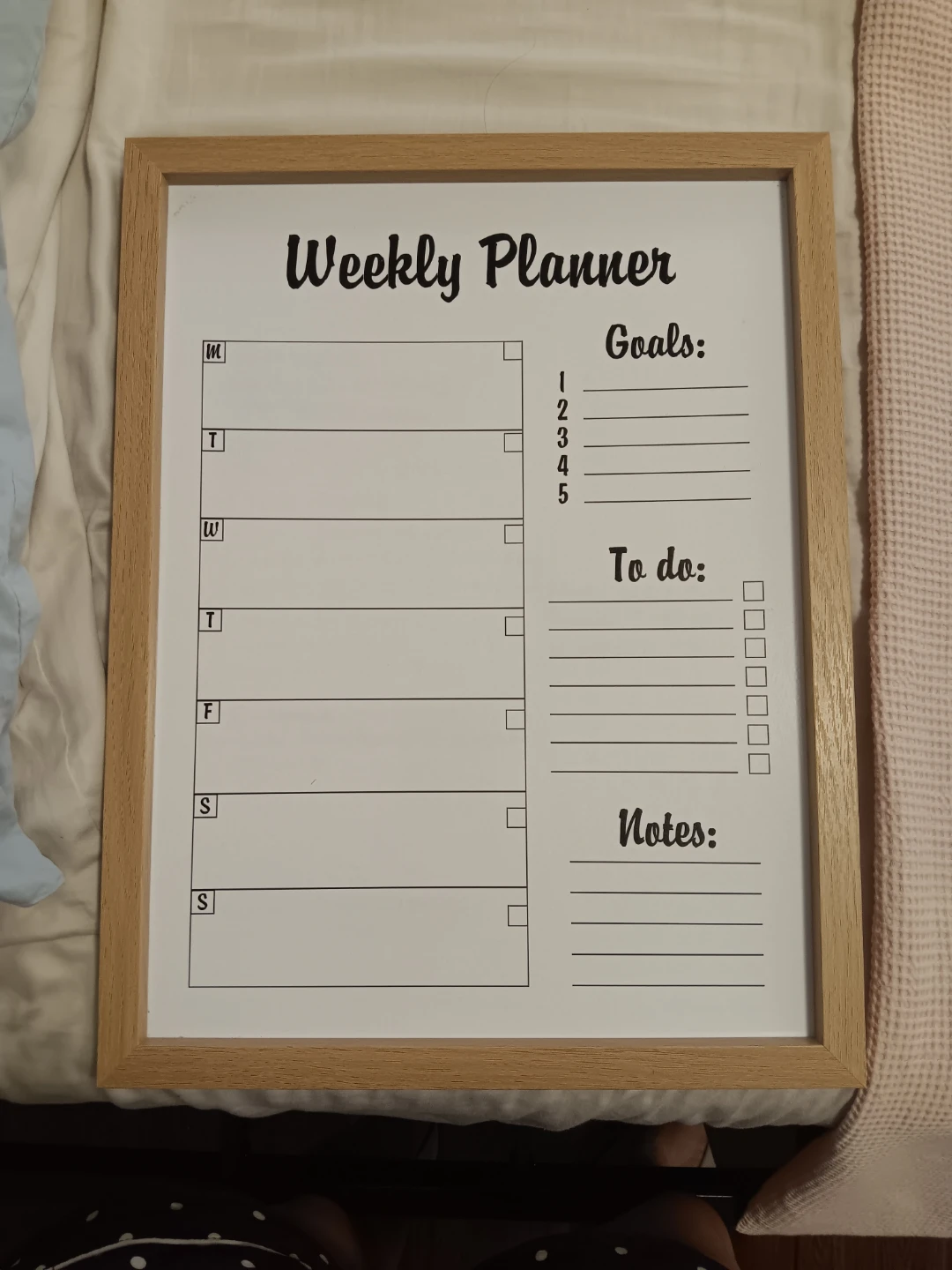 Wooden Framed Weekly Planner Whiteboard