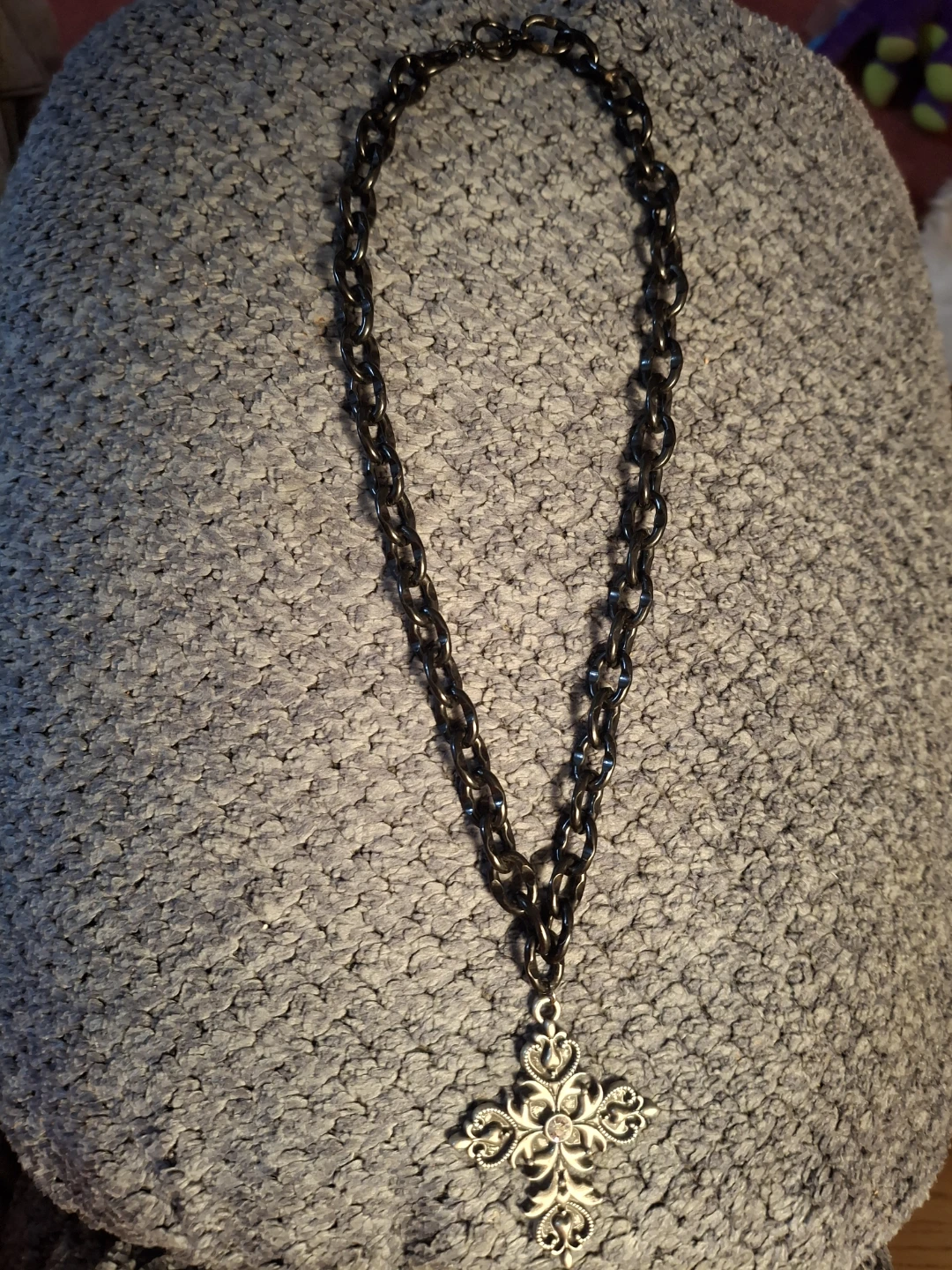 Black Chain Necklace with Silver Cross Pendant - photo 3