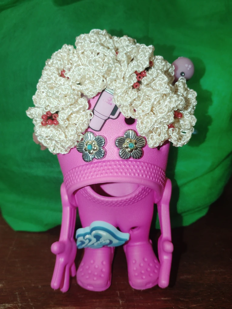 Pink Crocs Doll  with Jibbitz and Crochet Detail