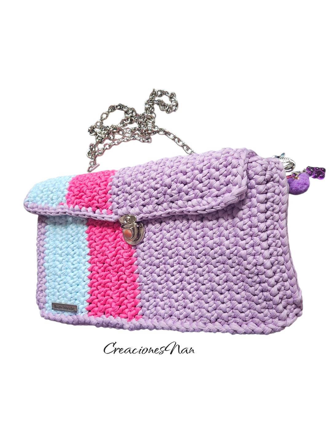 Handmade Crocheted Shoulder Bag with Chain Strap - photo 2