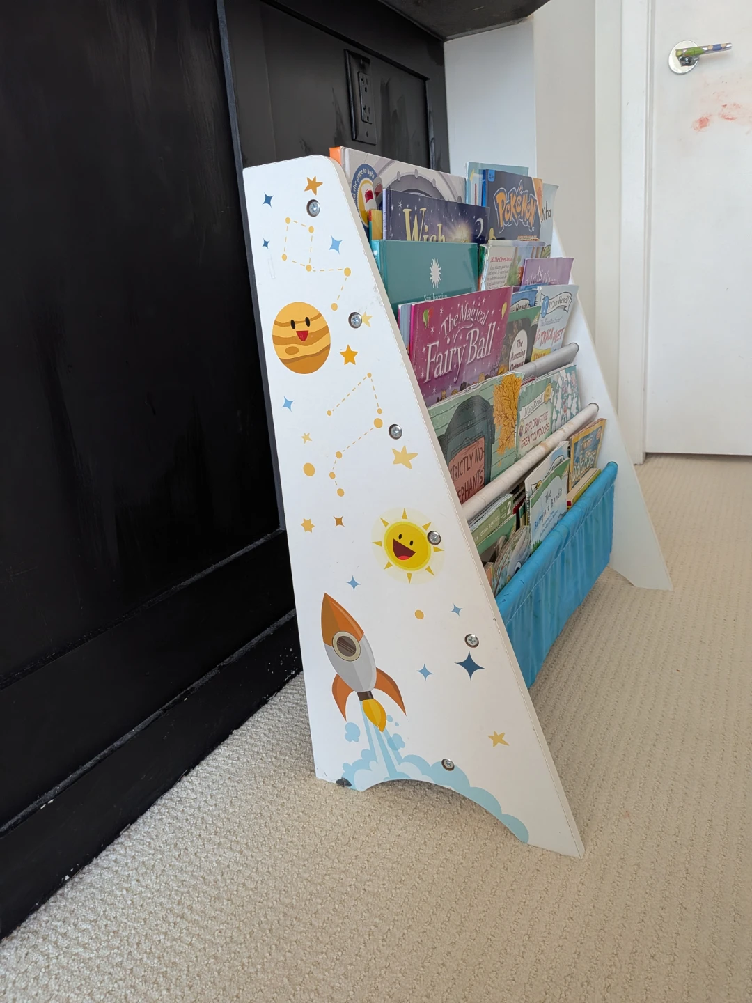 Kids Book Rack with Blue Fabric Sling , kids library - photo 3