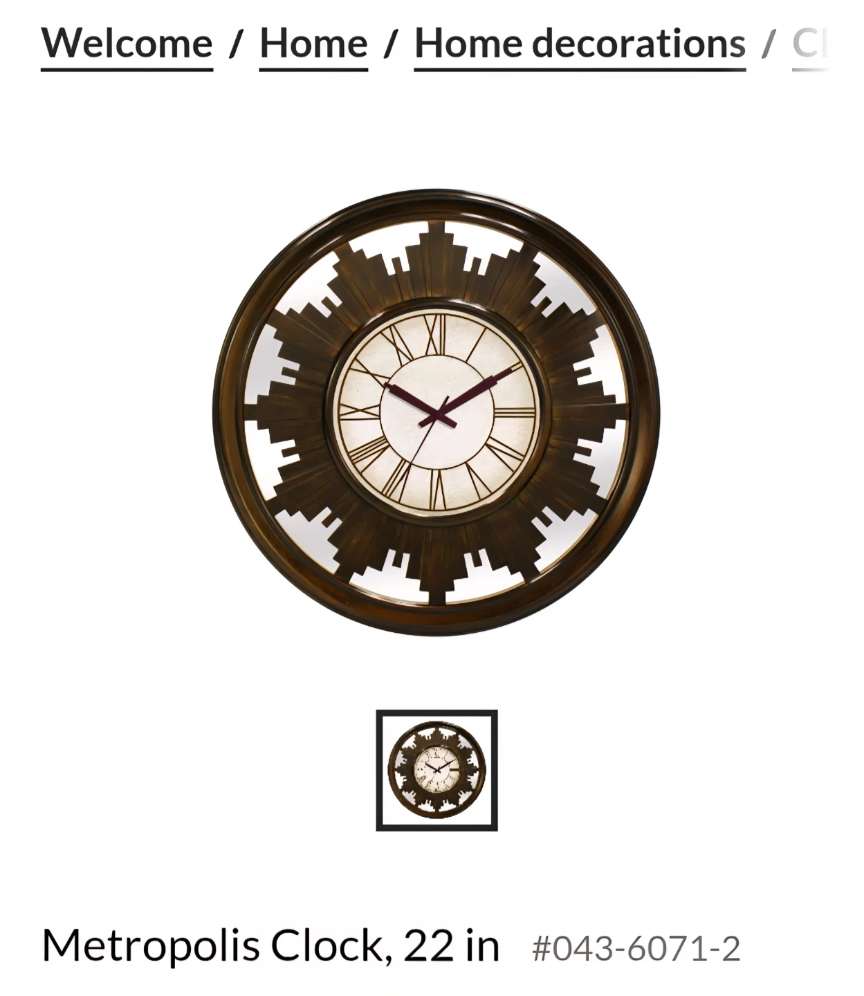 Metropolis Clock - 22 inch