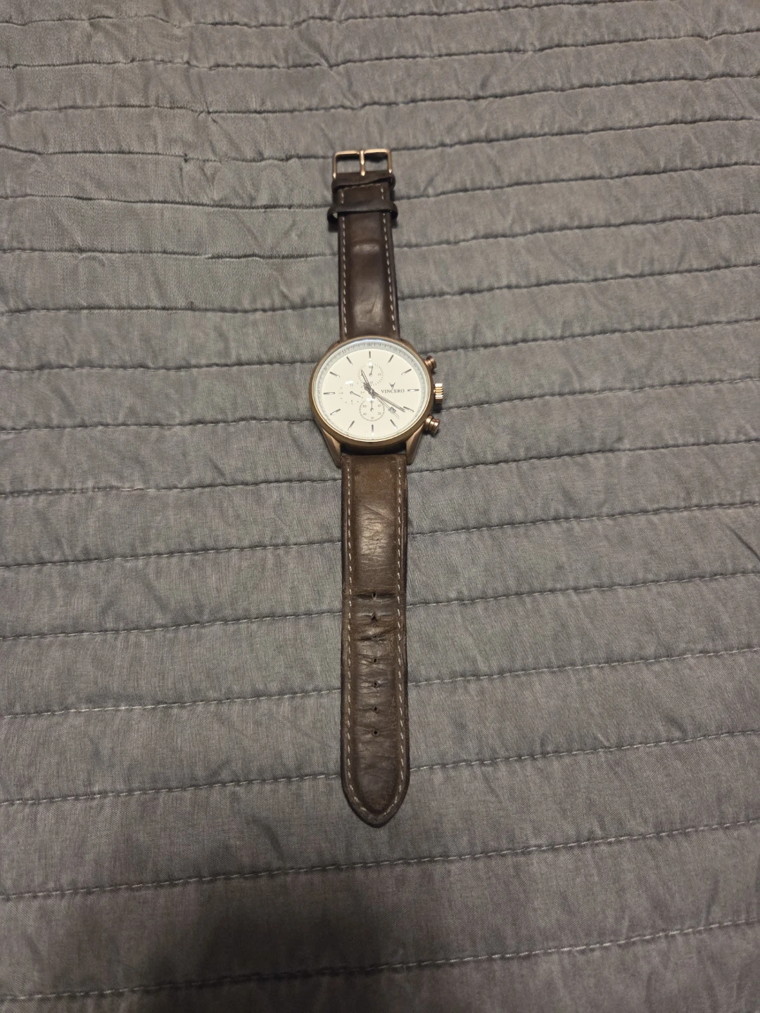 Vincero Chronograph Watch with Brown Leather Strap