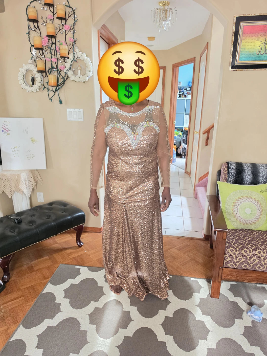 Sparkly sequined evening dress