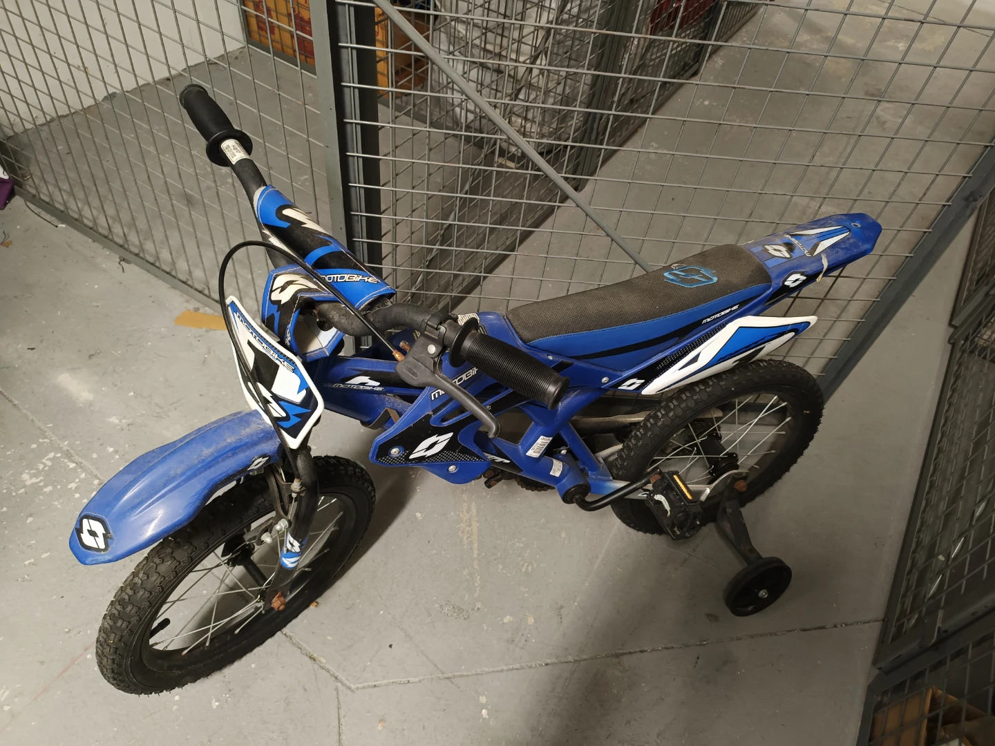 Kids Blue Motobike Bicycle with Training Wheels - photo 5