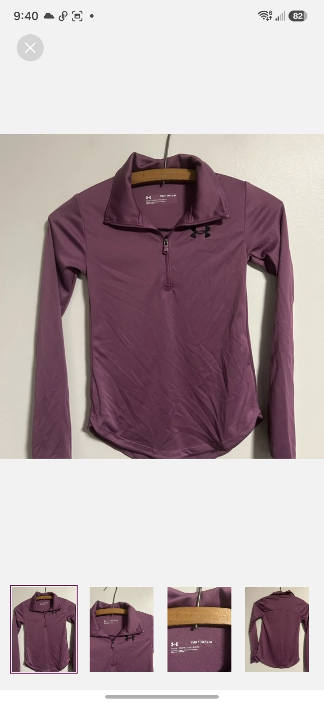 Under Armour Purple 1/4 Zip Long Sleeve Top