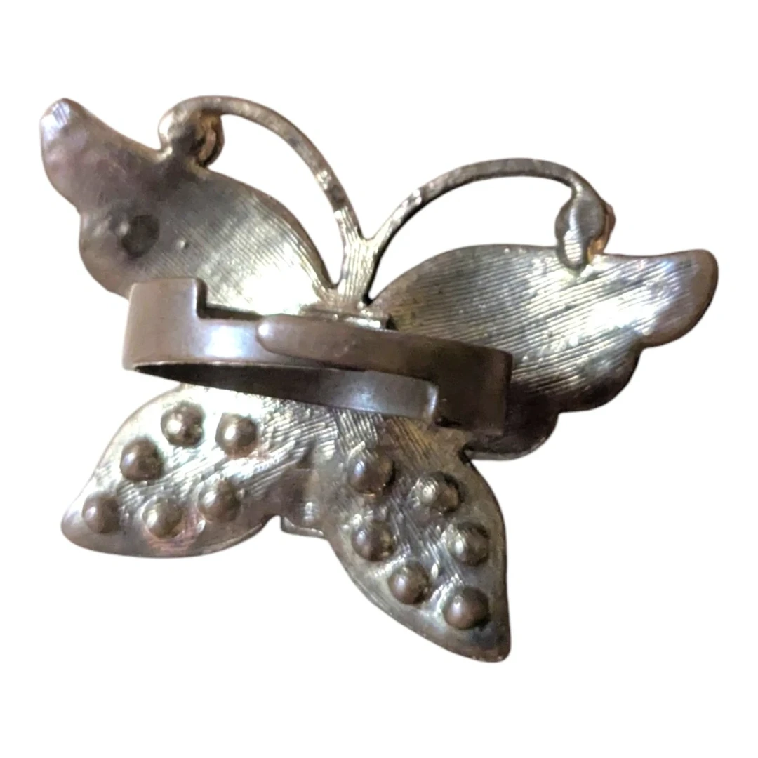 Vintage magical rhinestone & enamel  butterfly ring - photo 5