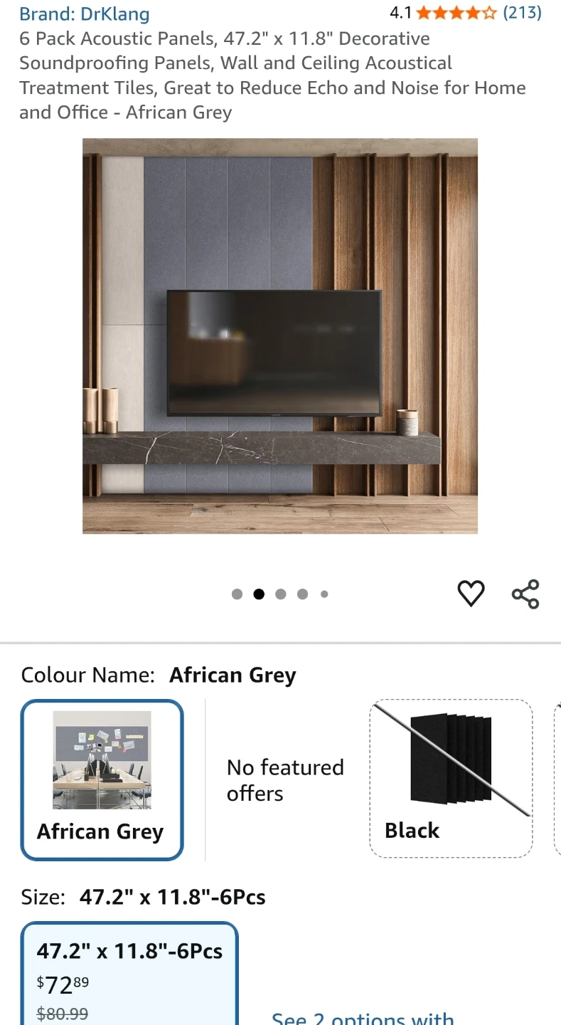 DrKlang Acoustic Panels - African Grey - 47.2" x 11.8" (6 Pack) - photo 2