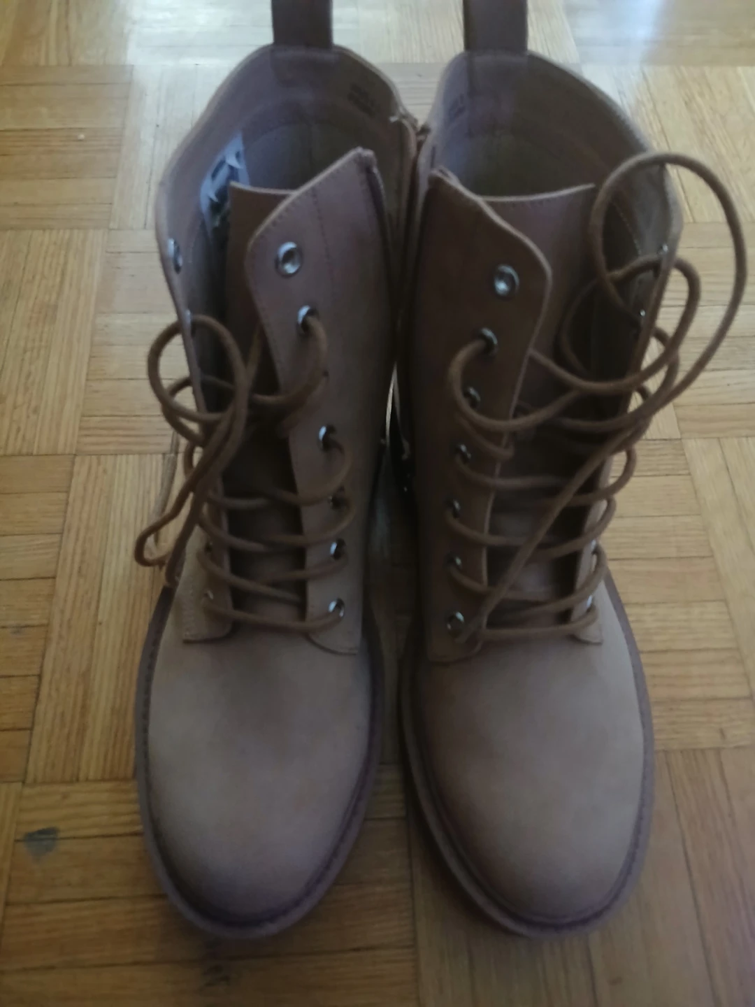 Tan Lace-Up Combat Boots - photo 2