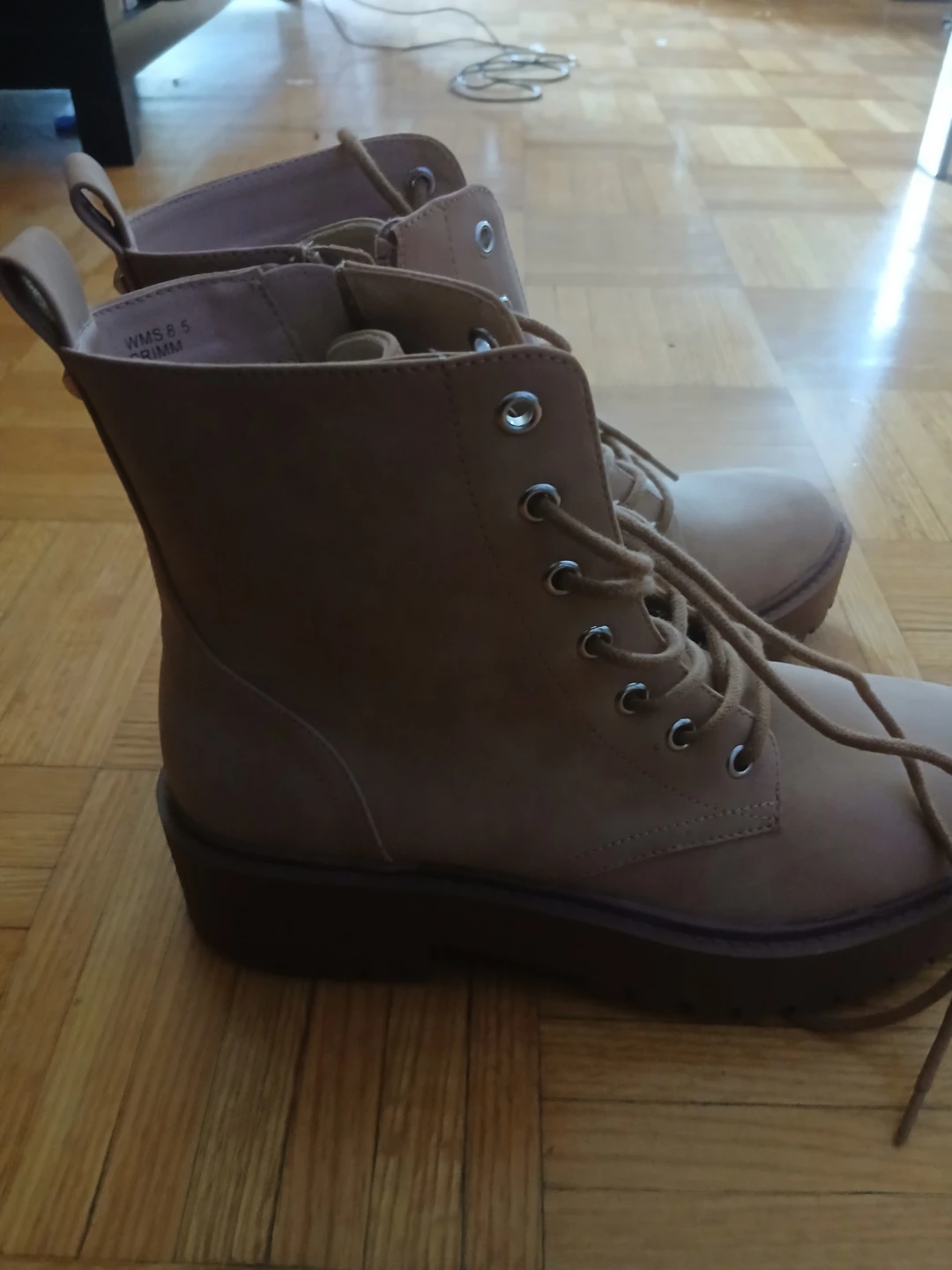 Tan Lace-Up Combat Boots - photo 3