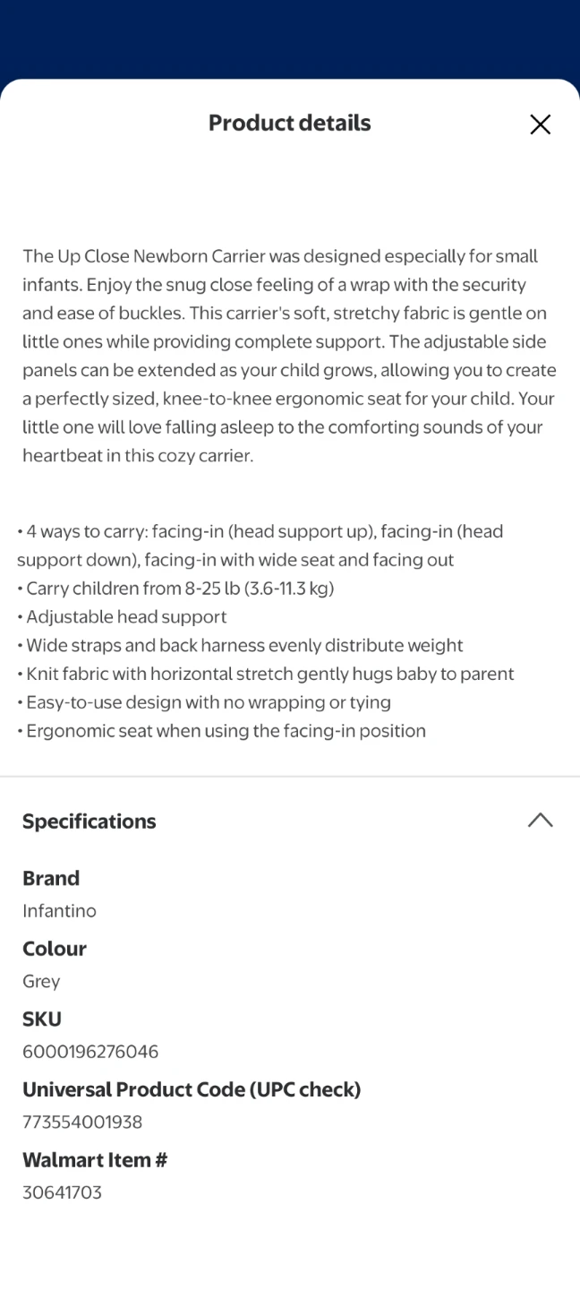 Infantino Up Close Newborn Carrier - Grey - photo 3
